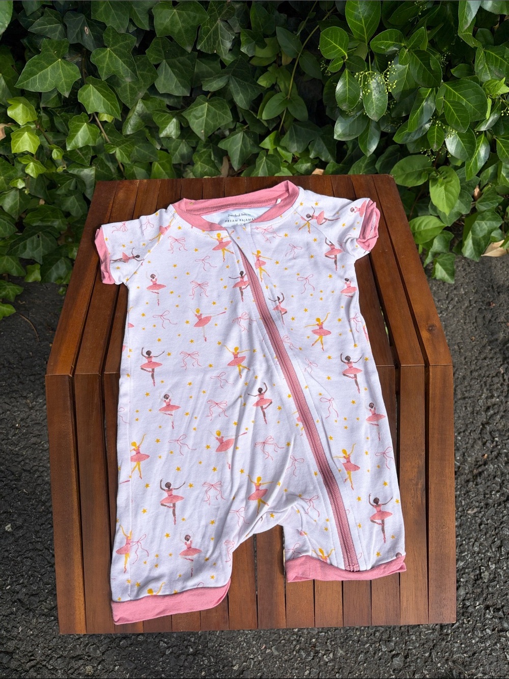 Dreamland Baby 6-9 Baby Pink Ballerina Zip Footie One-Piece